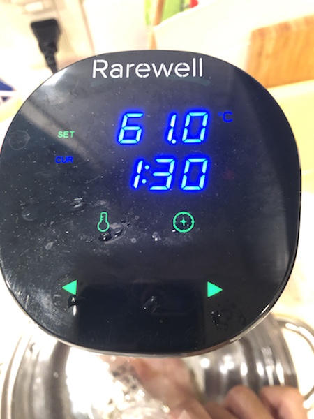 レアウェル Rarewell 低温調理器 1000W 日本企画　温度と時間の設定